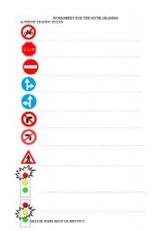 English worksheet: traffic rules