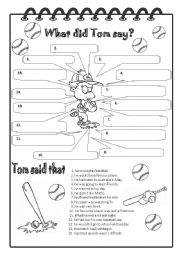 English Worksheet: What did Tom say?