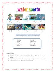 English worksheet: sports and speaking