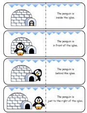 English Worksheet: Where is the Penguin Preposition Dominoes and Memory Cards Part 1 of 2  (With Poster and Poem)