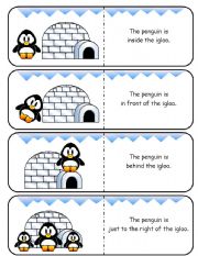 English Worksheet: Where is the Penguin Preposition Dominoes and Memory Cards Part 2 of 2 (With Poster and Poem)