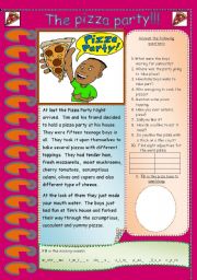 English Worksheet: The pizza party