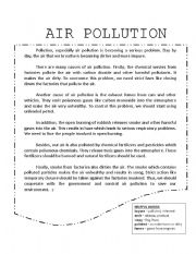 English Worksheet: Air Pollution