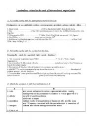 English Worksheet: vocabulary related to international organizations