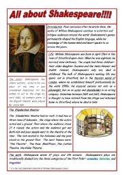 English Worksheet: All about Shakespeare