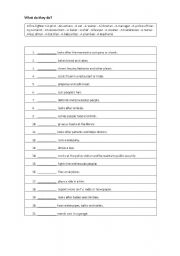 English Worksheet: JOB DEFINITIONS
