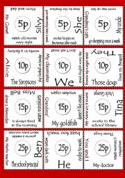 English Worksheet: Present Simple Cards Game