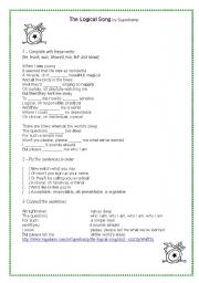 English Worksheet: The Logical Song by Supertramp