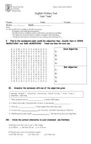 English worksheet: Arts Test