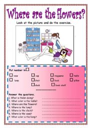English Worksheet: Where are the flowers?
