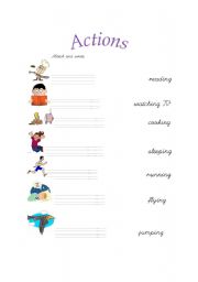 English worksheet: Actions- matching activity