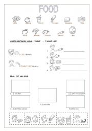 English Worksheet: FOOD - I LIKE /  I DONT LIKE