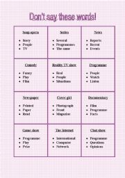 English Worksheet: Dont say these words - Media