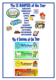English Worksheet: Months, Seasons, Holidays of the Year-pg.1