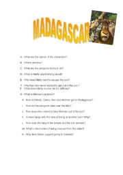 English worksheet: Madagascar movie worksheet