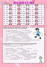 English Worksheet: Homonyms