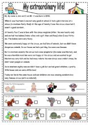 English Worksheet: past life in a circus