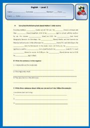 English Worksheet: Revising_test_6th_graders
