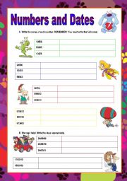 English Worksheet: NUMBERS AND DATES