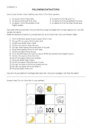 English Worksheet: Following instructions