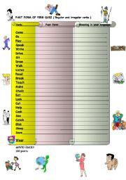 PAST FORMS  & MEANING OF VERBZ QUIZ