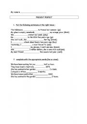 English worksheet: present perfect