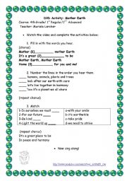 English Worksheet: videoclip activity: Mother Earth