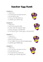 English Worksheet: Easter egg hunt (mainly for private tuition)