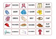 English Worksheet: clothes for kids domino 