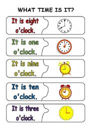 English Worksheet: oclock puzzle pieces