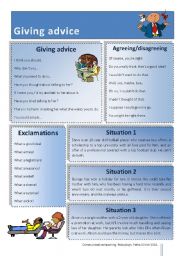 English Worksheet: Giving advice - Useful phrases and role play