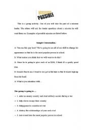 English worksheet: mission possible