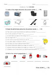 English worksheet: TEST on HOUSES