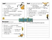 English Worksheet: conjunctions - and / but / because