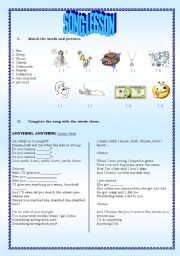 English worksheet: Song/Conprehension lesson Anything Anything