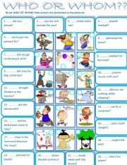 English Worksheet: WHO OR WHOM?