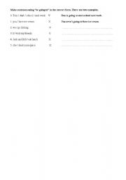 English Worksheet: be going to