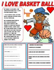 English Worksheet: I LOVE BASKET BALL