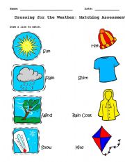 English Worksheet: Clothing Matching