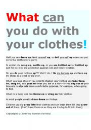 English worksheet: What can you do with your clothes !!!