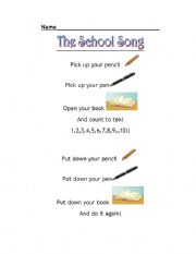 English worksheet: The school song