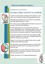 English Worksheet: Confessions of a workaholic