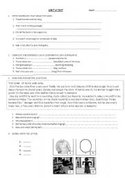 English Worksheet: TEST READING AND GRAMMAR