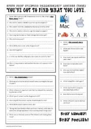 English Worksheet: You�ve got to find what you love (video listening + third conditional practice)