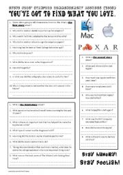 English Worksheet: Youve got to find what you love (video listening + third conditional practice)