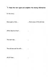 English worksheet: The Enormous Turnip Story Exercise