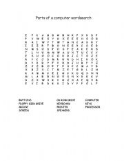English Worksheet: PARTS OF COMPUTER WORDSEARCH