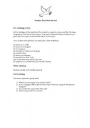 English worksheet: IMAGINE SONG LESSON