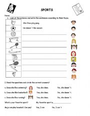 English Worksheet: Sports using the Simple Present