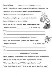 English worksheet: Favorite Essay